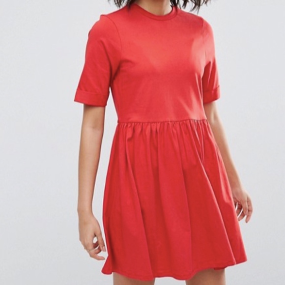 ASOS Dresses & Skirts - NWT ASOS Red Mini Ultimate Cotton Smock Dress